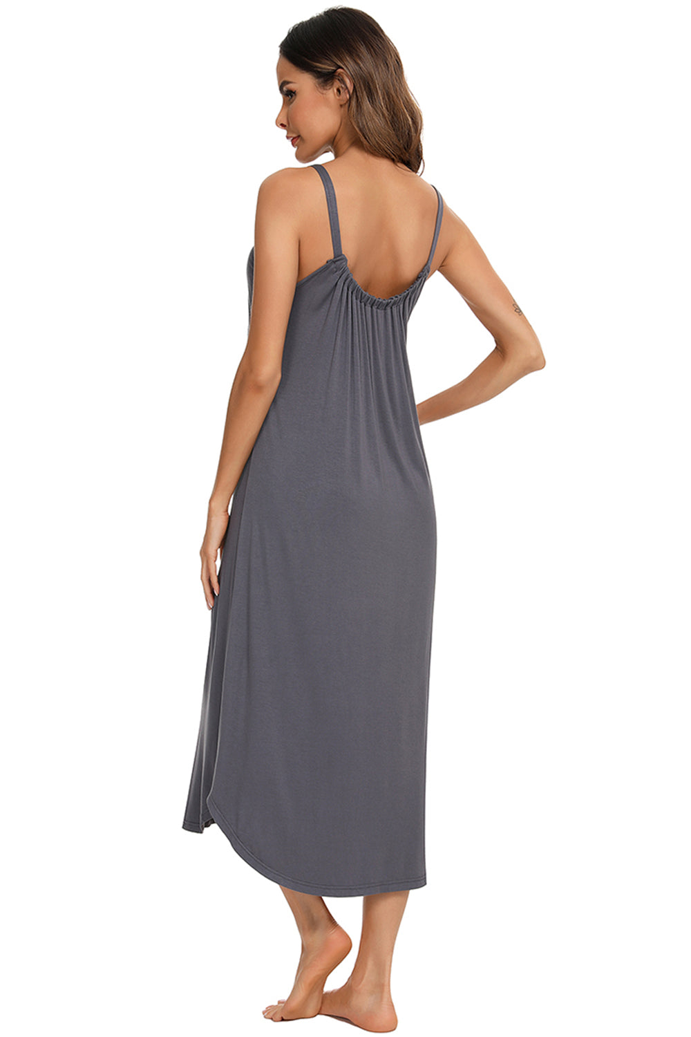 V-Neck Midi Lounge Dress - Luxe4Everyday Dark Gray / S Lounge Wear