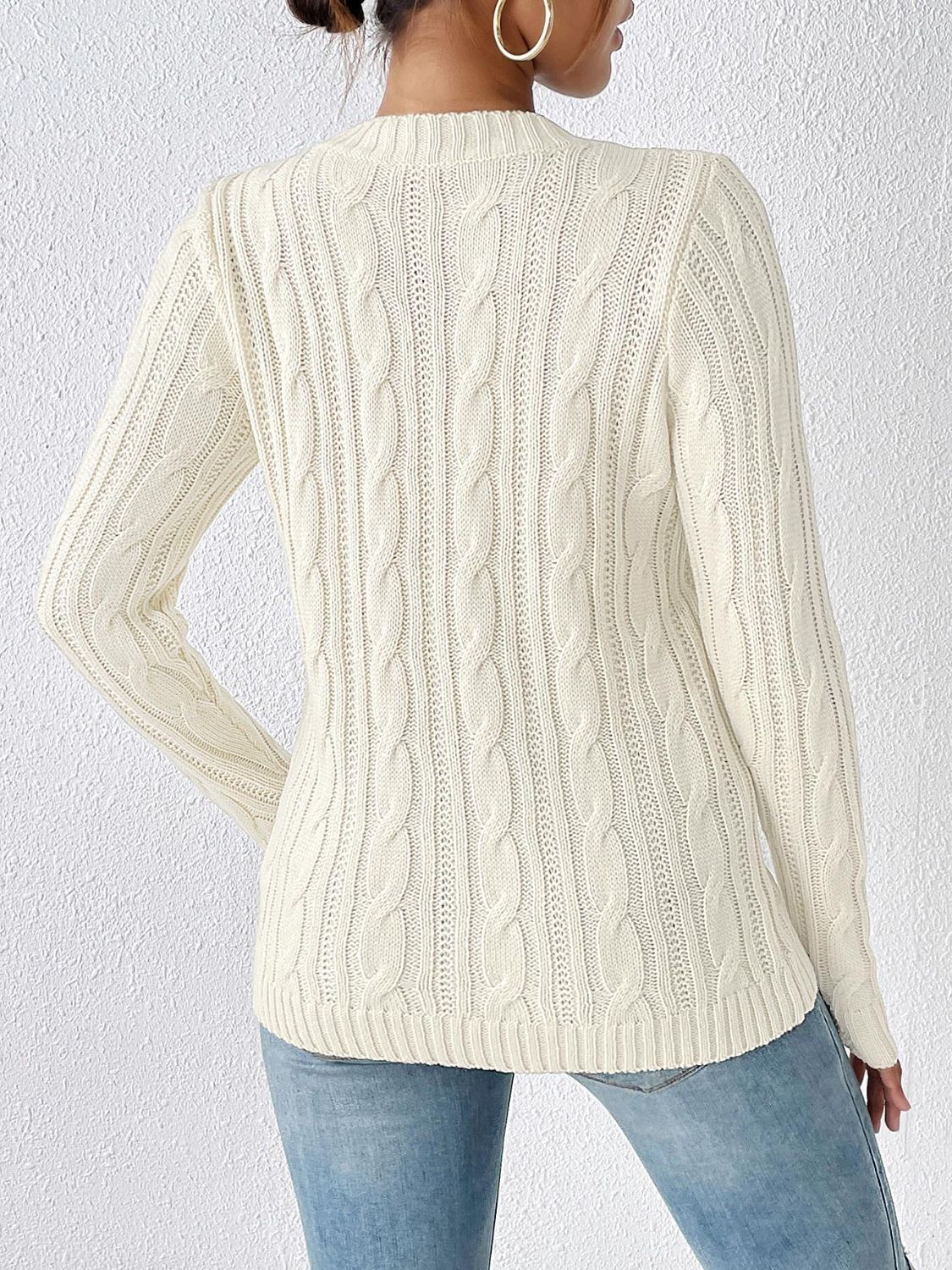 Cable-Knit Round Neck Sweater - Luxe4Everyday Sweater