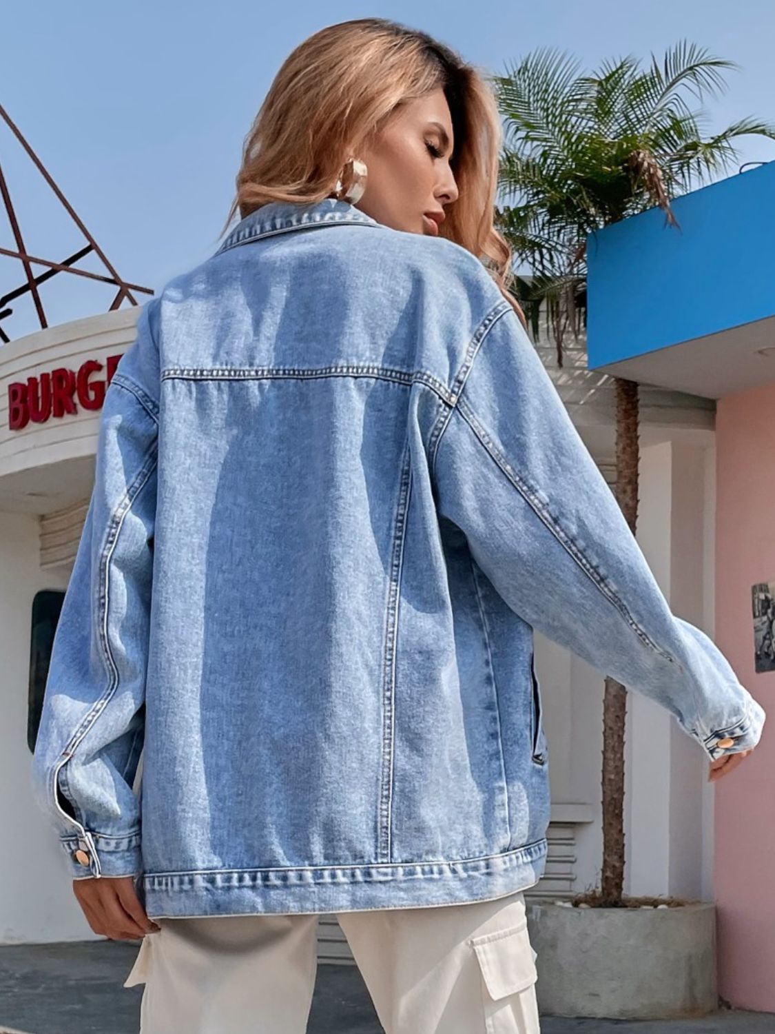 Distressed Button Up Long Sleeve Denim Top - Luxe4Everyday Light / XS Jacket