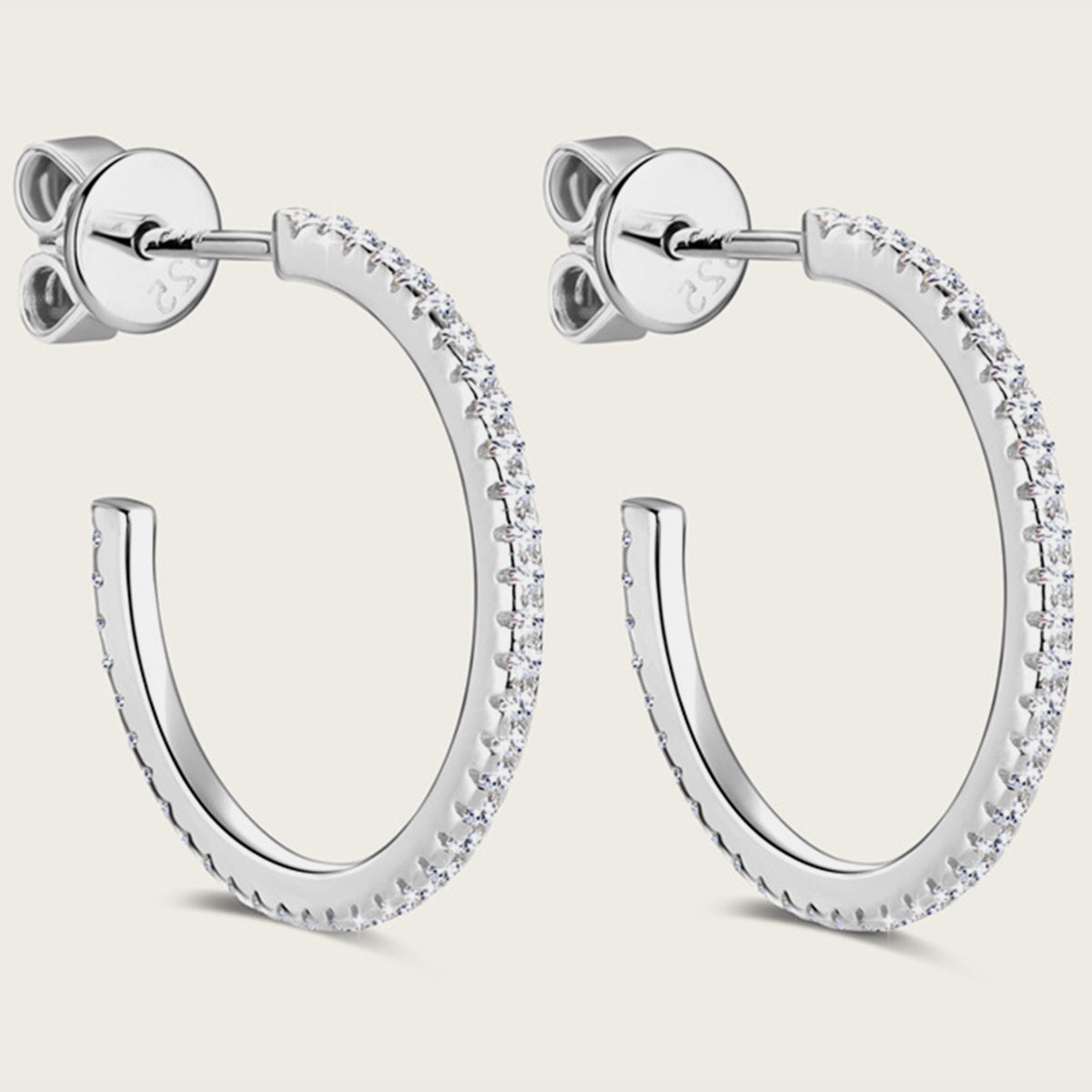 Inlaid Moissanite 925 Sterling Silver C-Hoop Earrings - Luxe4Everyday Earrings