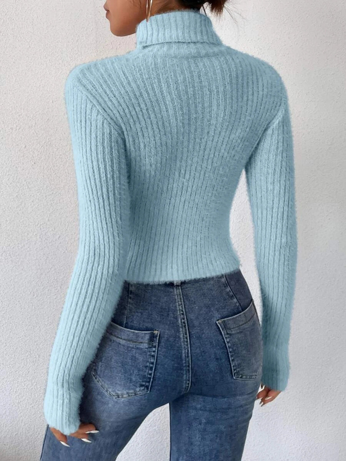 Ribbed Turtleneck Long Sleeve Sweater - Luxe4Everyday Sweater