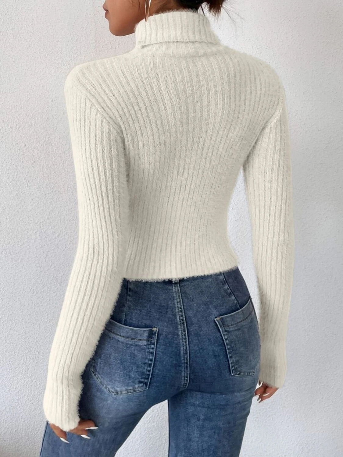 Ribbed Turtleneck Long Sleeve Sweater - Luxe4Everyday Sweater