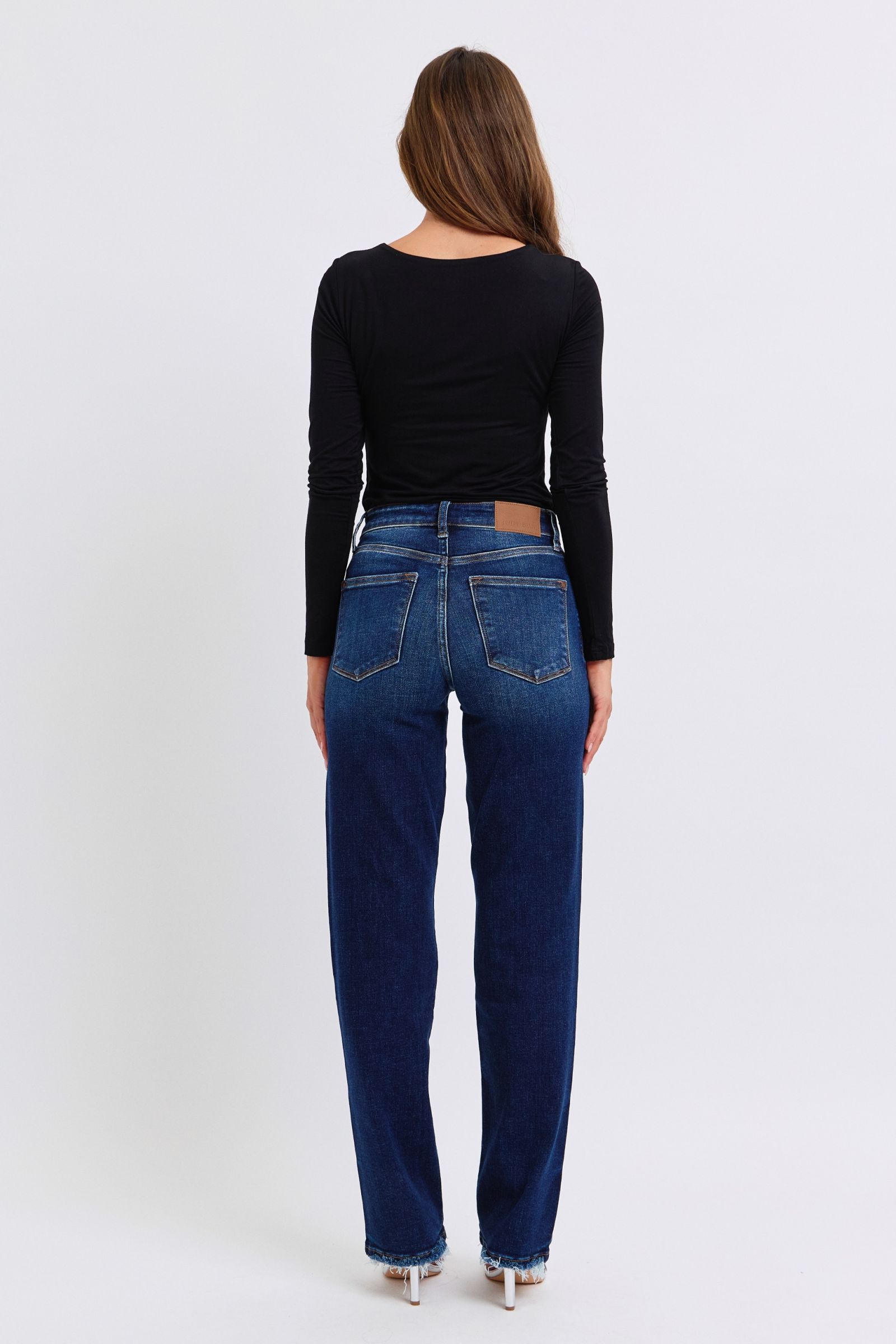 Judy Blue Full Size Raw Hem Straight Leg Jeans - Luxe4Everyday Dark / 0(24) Jeans