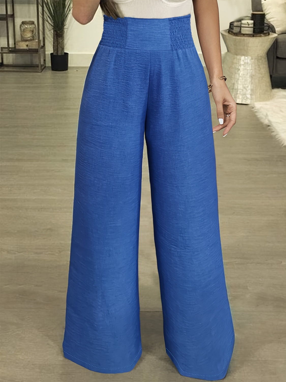 Plus Size High Waist Wide Leg Pants - Luxe4Everyday Royal Blue / 1XL Pants