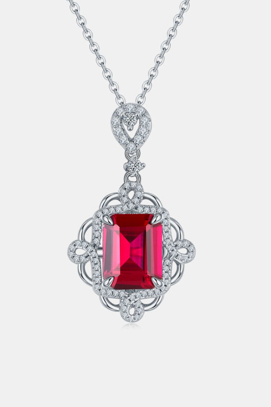 925 Sterling Silver Ruby Pendant Necklace - Luxe4Everyday Silver / One Size Necklace