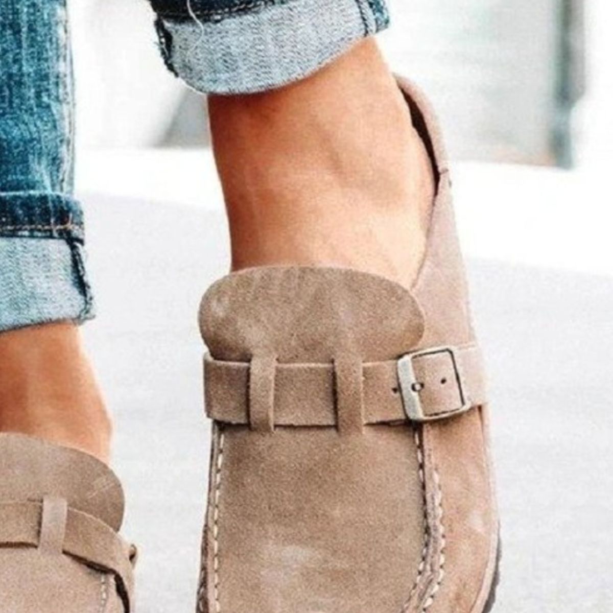 Round Toe Low Heel Buckle Loafers - Luxe4Everyday shoes