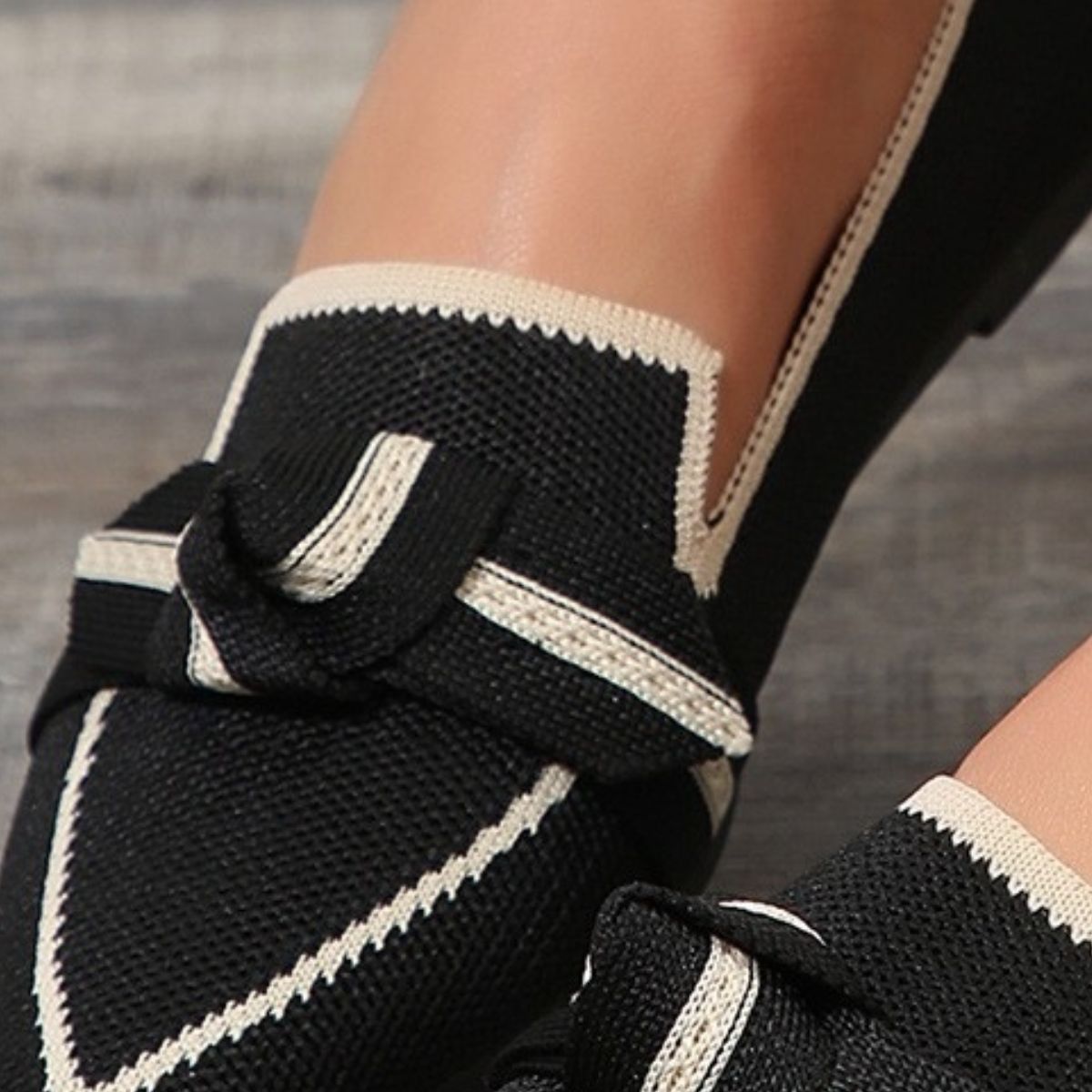 Bow Contrast Trim Point Toe Loafers - Luxe4Everyday Shoes