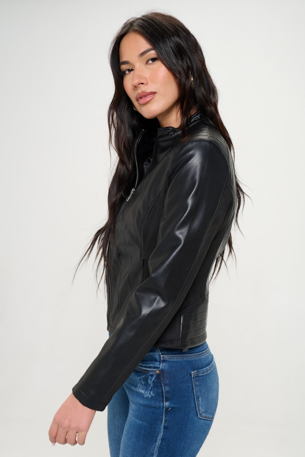 Coalition LA Zip Up Vegan Moto Jacket - Luxe4Everyday Jacket