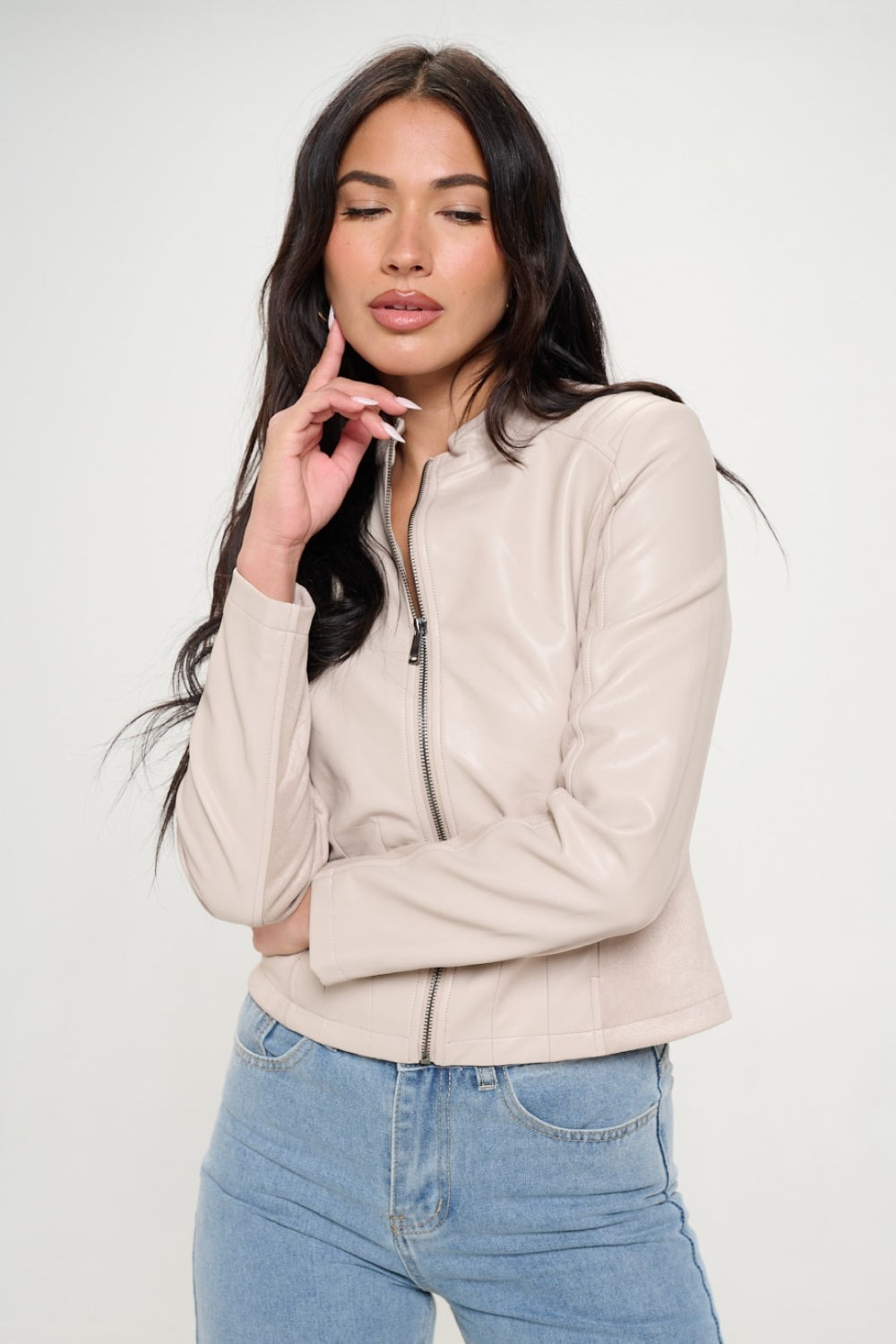 Coalition LA Zip Up Vegan Moto Jacket - Luxe4Everyday Jacket