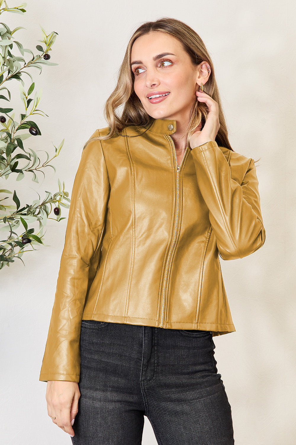 Mock Neck Zip Up Jacket - Luxe4Everyday Coat