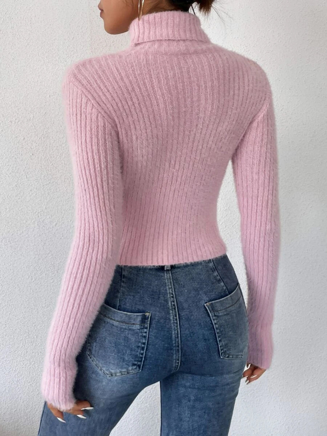 Ribbed Turtleneck Long Sleeve Sweater - Luxe4Everyday Sweater