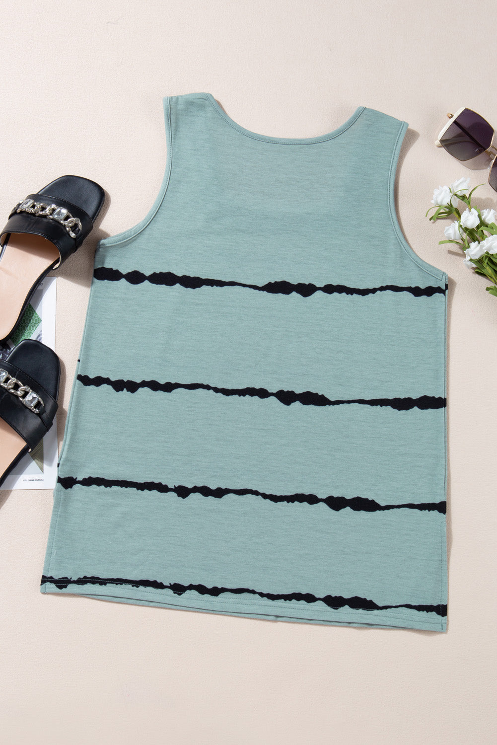 Striped Square Neck Tank - Luxe4Everyday Sage / S Shirt