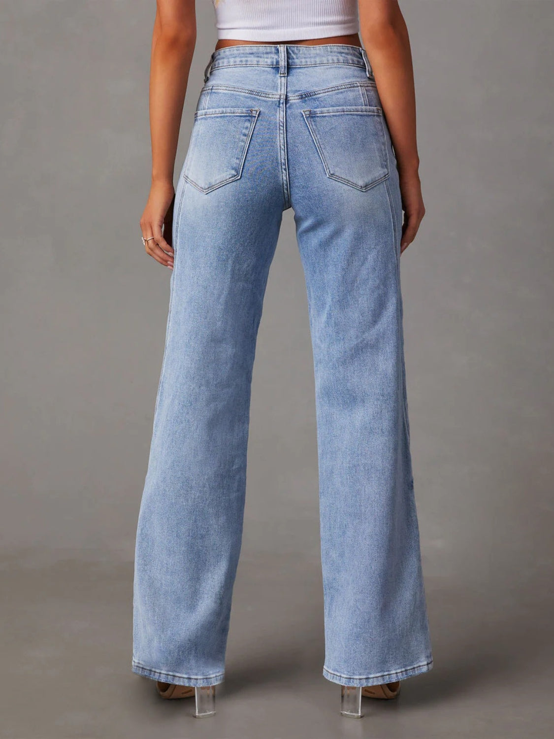 High Waist Straight Jeans with Pockets - Luxe4Everyday Jeans