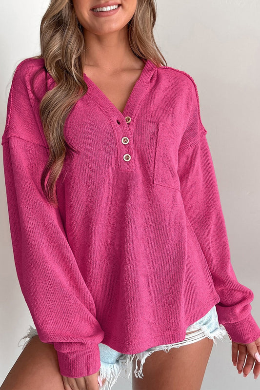 Pocketed Dropped Shoulder Long Sleeve Hoodie - Luxe4Everyday Hot Pink / S Hoodie