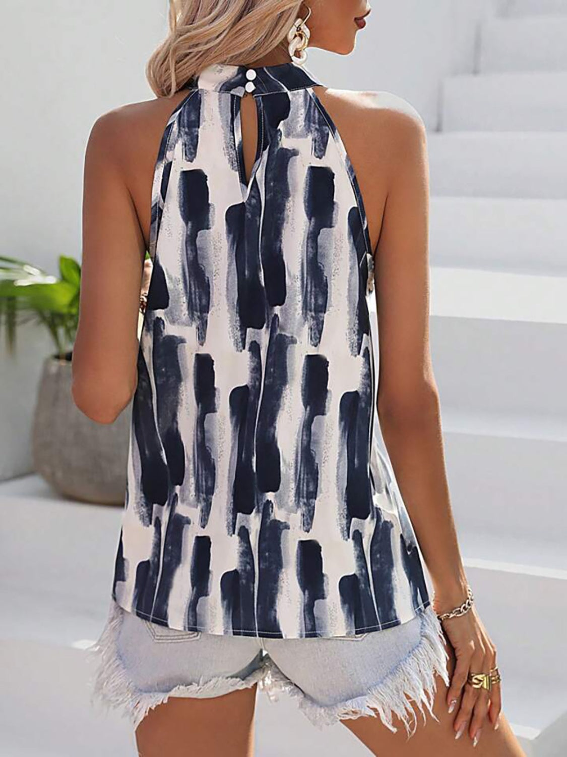 Printed Mock Neck Tank - Luxe4Everyday Shirt