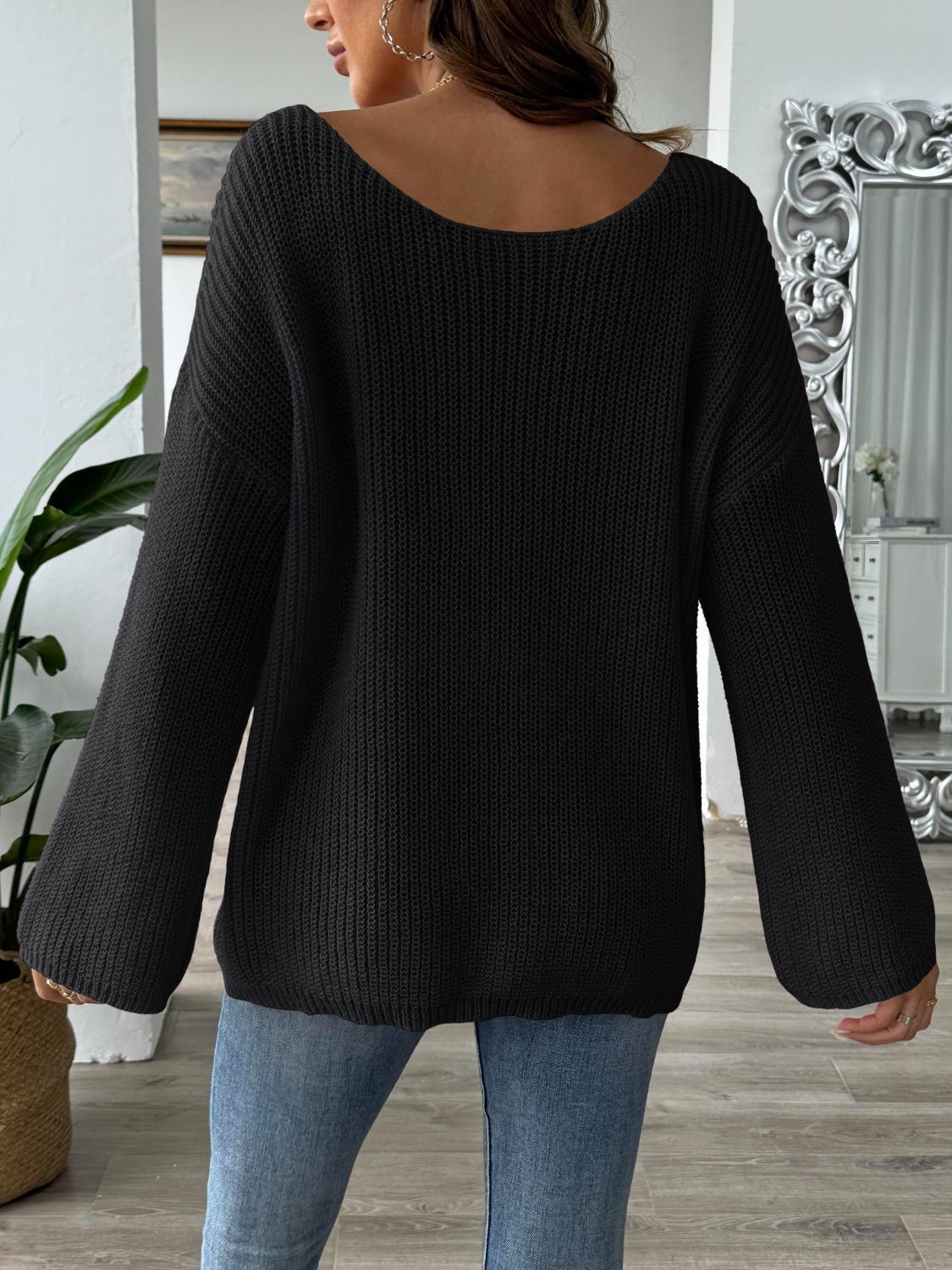 Round Neck Long Sleeve Sweater - Luxe4Everyday Sweater