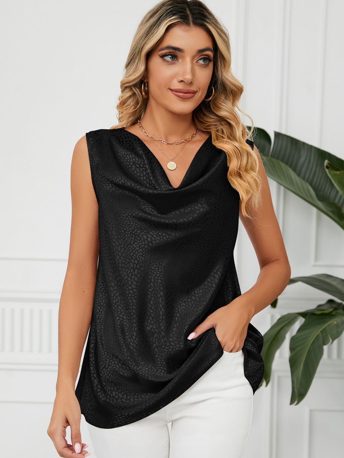 Solid Cowl Neck Top