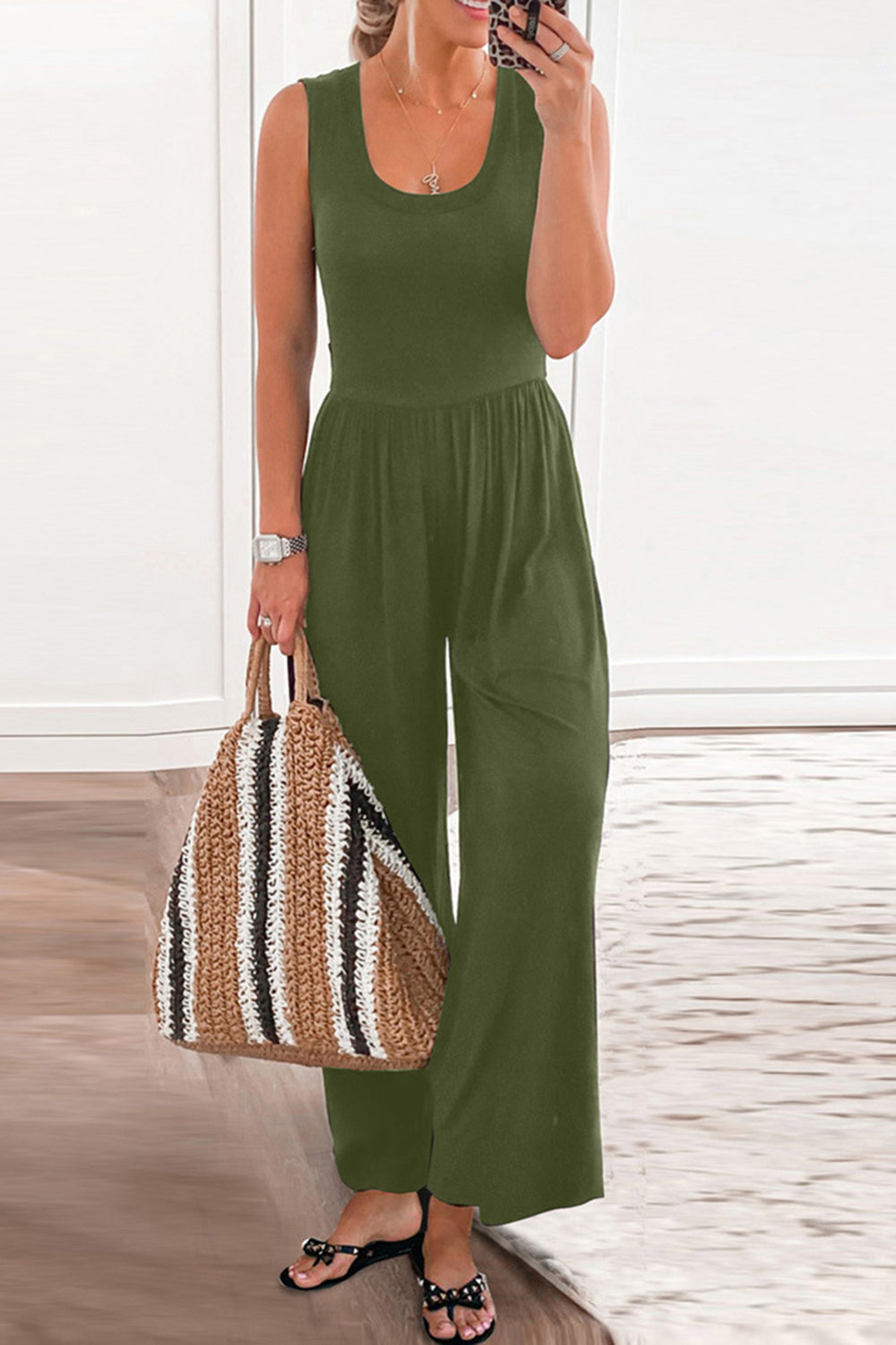 Full Size Scoop Neck Wide Strap Jumpsuit - Luxe4Everyday Jumpsuit