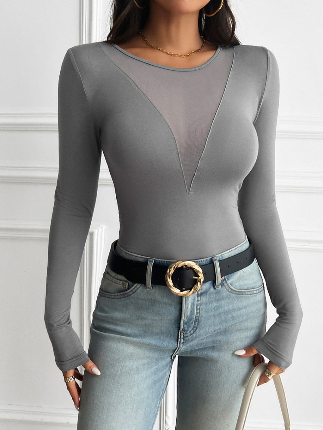 Devine Round Neck Long Sleeve T-Shirt - Luxe4Everyday Dark Gray / S shirt