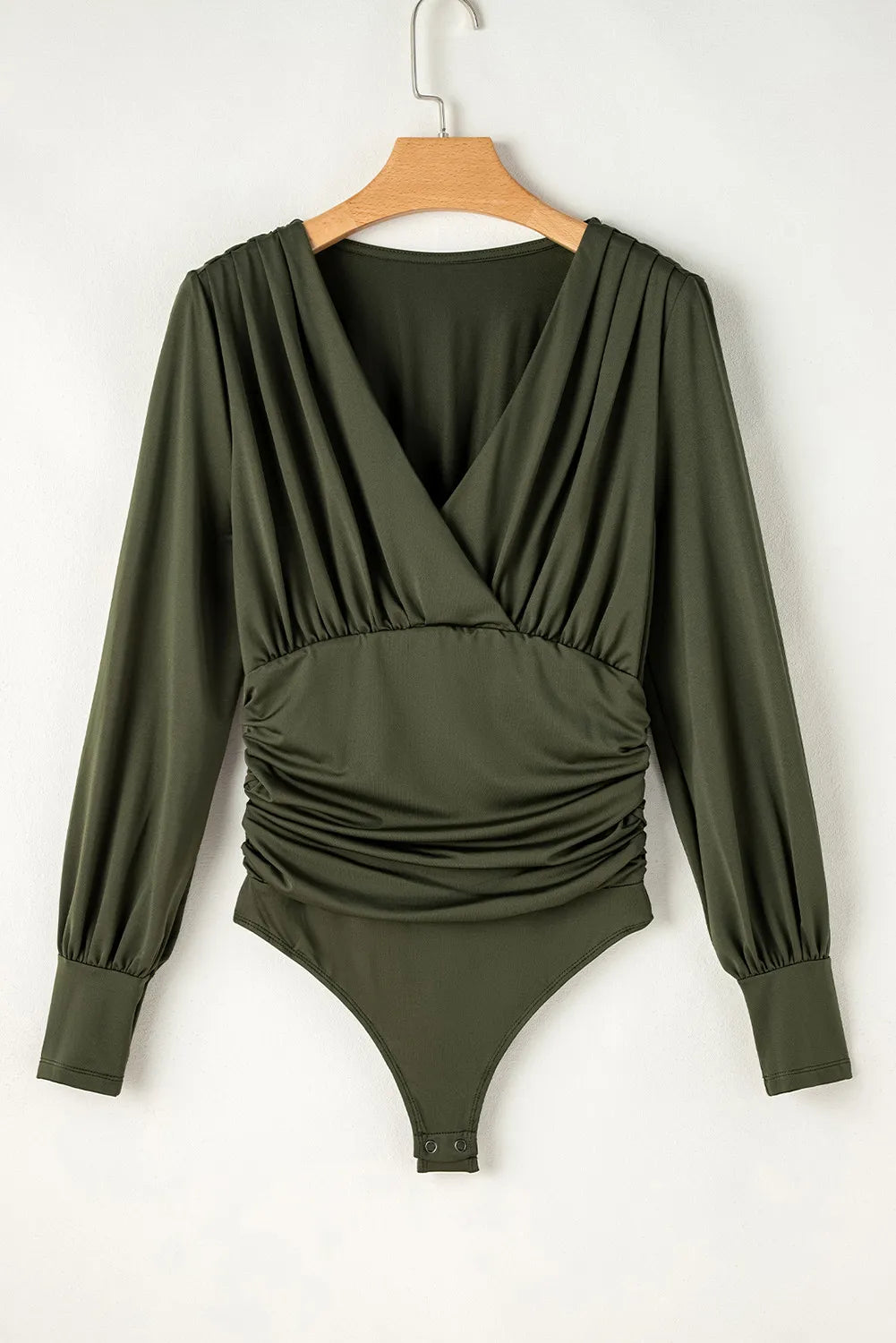 Ruched Surplice Long Sleeve Bodysuit - Luxe4Everyday Bodysuit