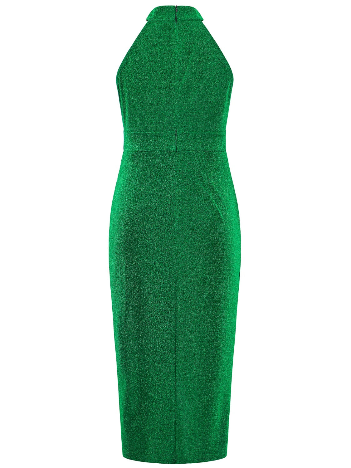 Slit Ruched Mock Neck Sleeveless Dress - Luxe4Everyday Dark Green / S Dress