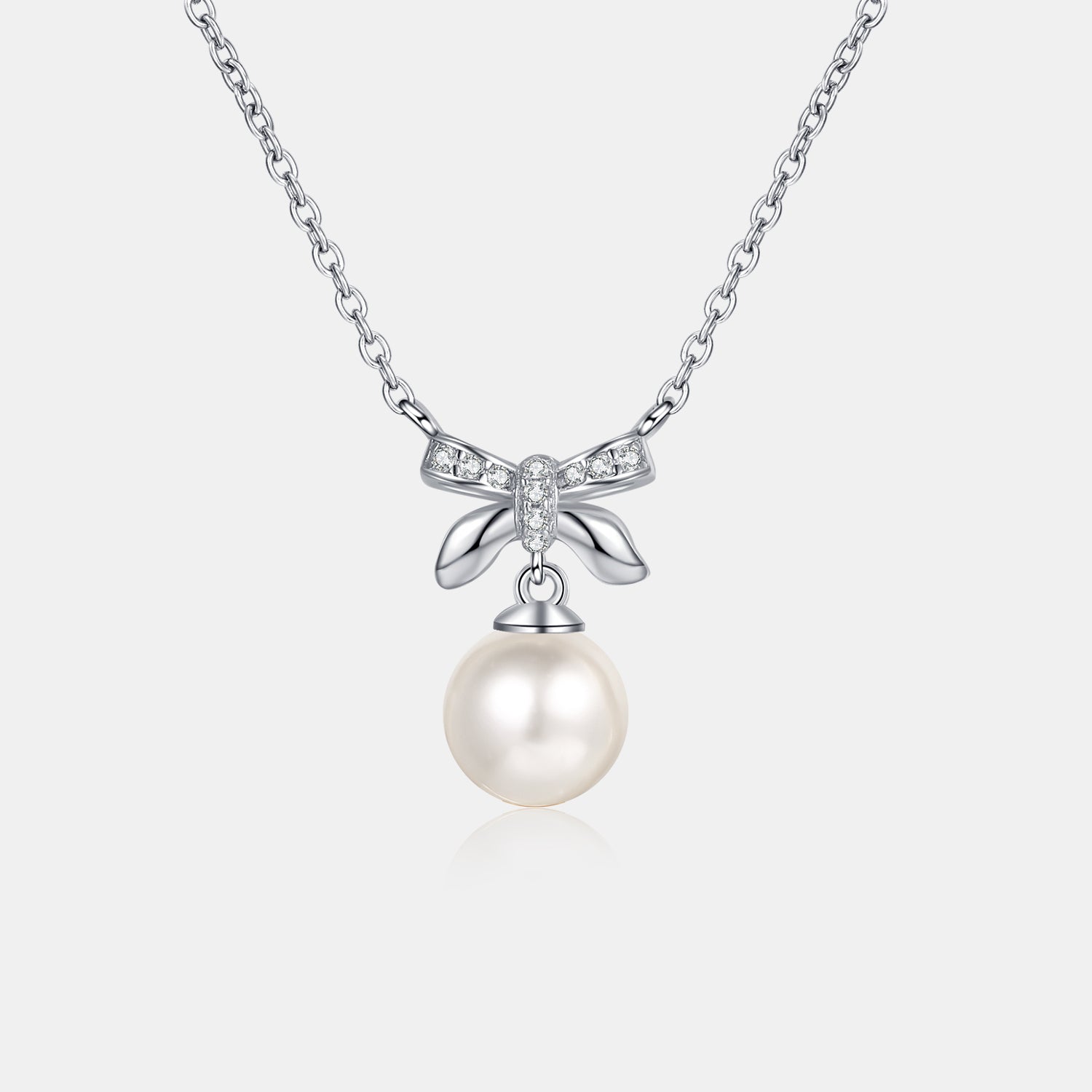 Pearl Pendant Moissanite 925 Sterling Silver Necklace - Luxe4Everyday Silver / One Size Necklace