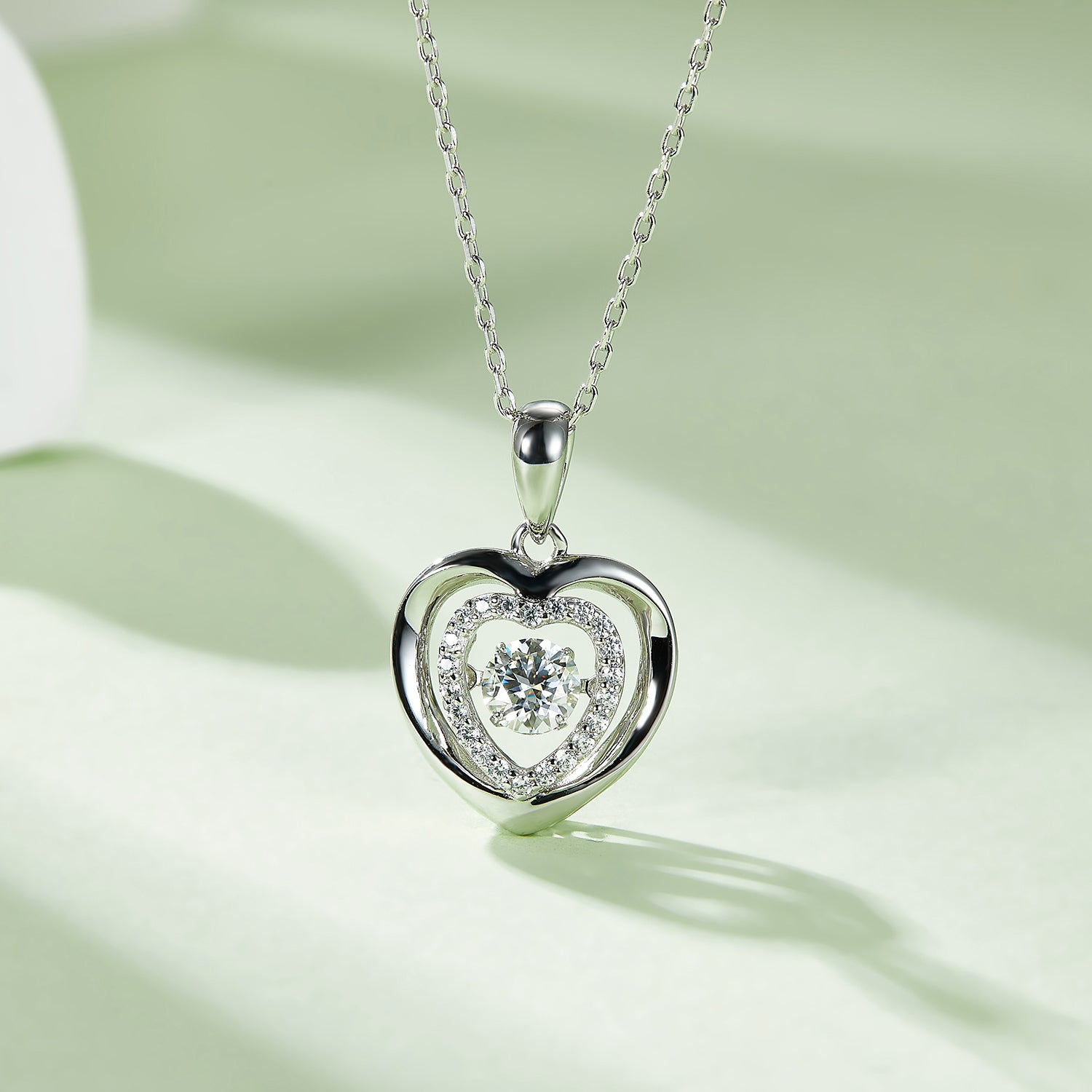 Moissanite 925 Sterling Silver Heart Necklace - Luxe4Everyday Silver / One Size Necklace