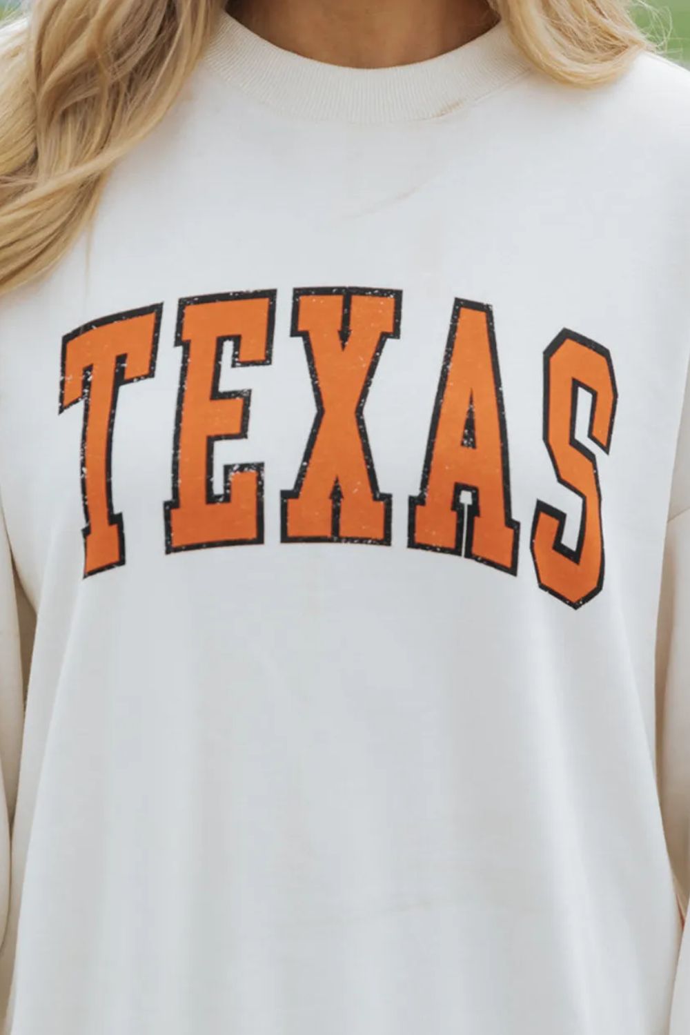 TEXAS Round Neck Dropped Shoulder Sweatshirt - Luxe4Everyday White / S Sweatshirt