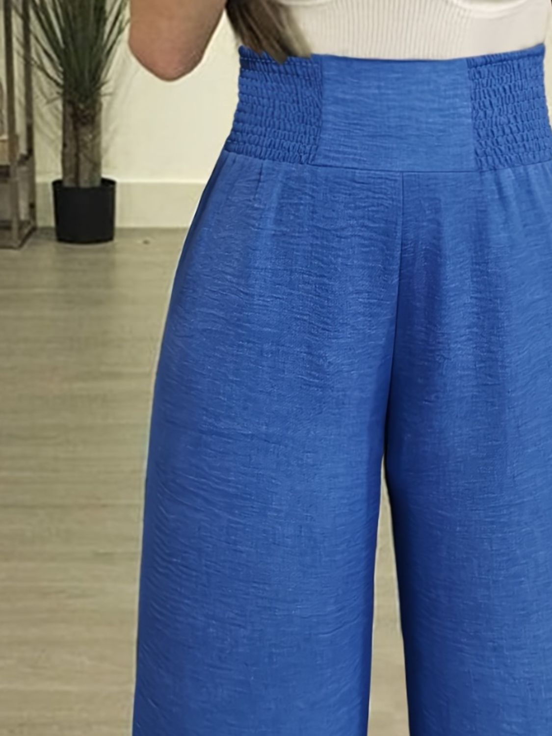 Plus Size High Waist Wide Leg Pants - Luxe4Everyday Royal Blue / 1XL Pants