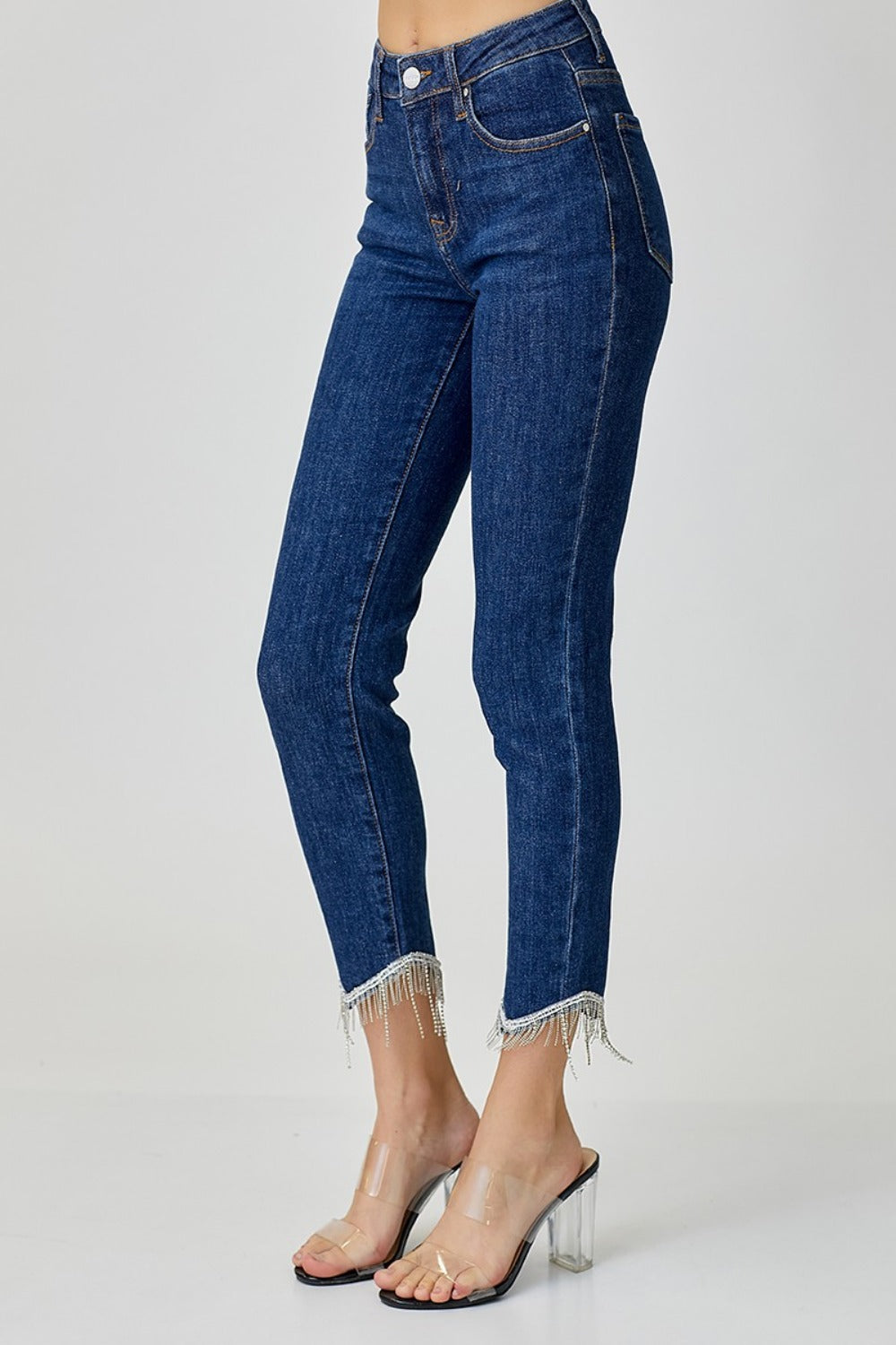 RISEN Full Size Embellished Mid Rise Crop Skinny Jeans - Luxe4Everyday Jeans