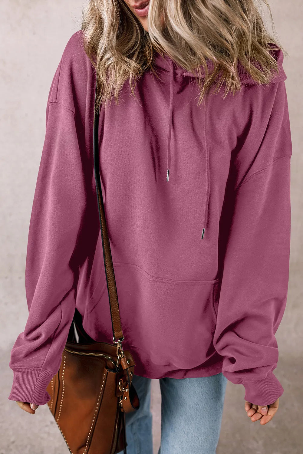 Drawstring Dropped Shoulder Long Sleeve Hoodie - Luxe4Everyday Moonlit Mauve / S Hoodie