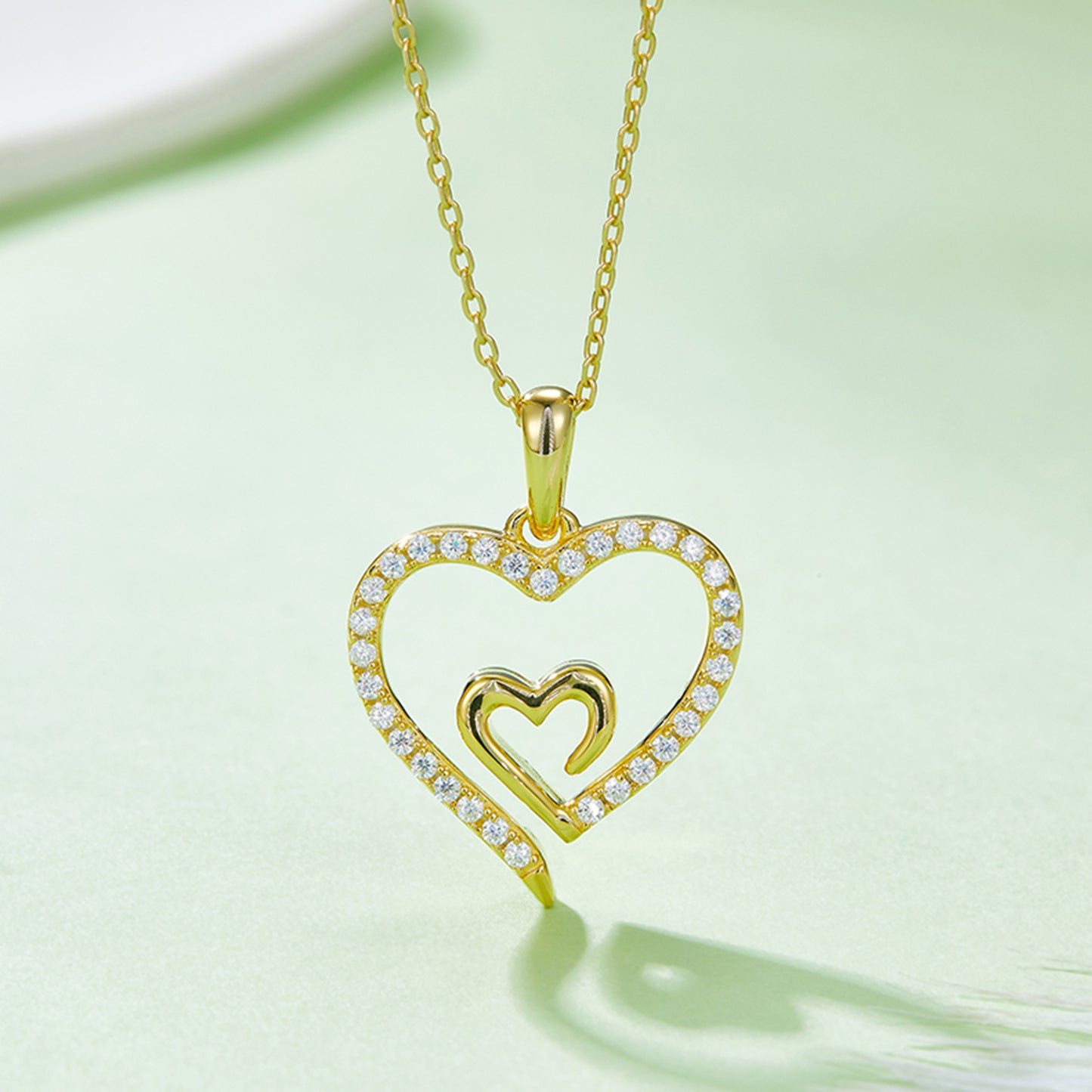 Moissanite 925 Sterling Silver Heart Pendant Necklace - Luxe4Everyday Gold / One Size Necklace