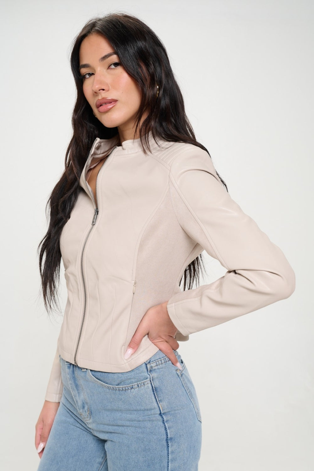 Coalition LA Zip Up Vegan Moto Jacket - Luxe4Everyday Jacket