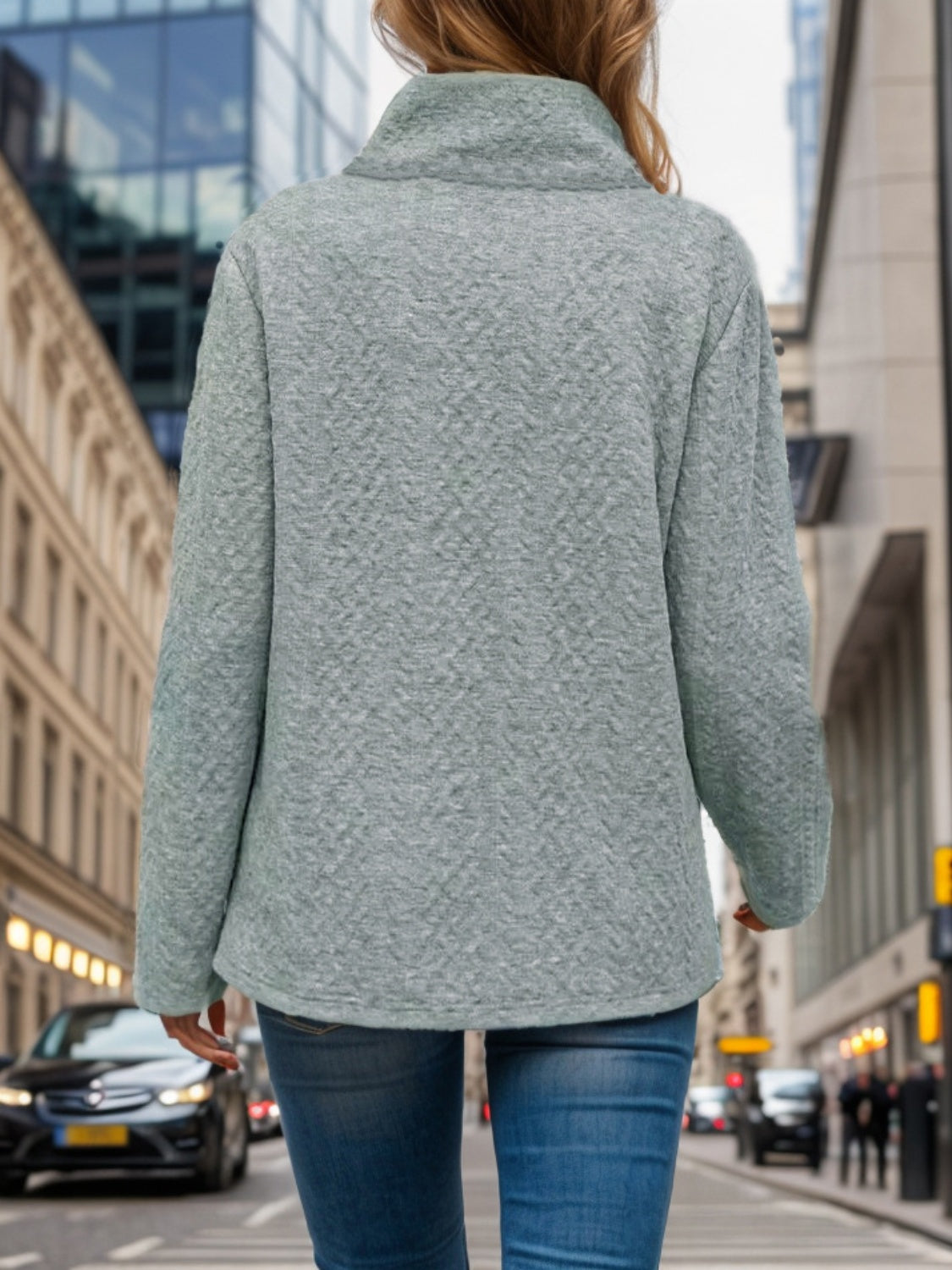 Pocketed Turtleneck Long Sleeve Sweatshirt - Luxe4Everyday Sweater