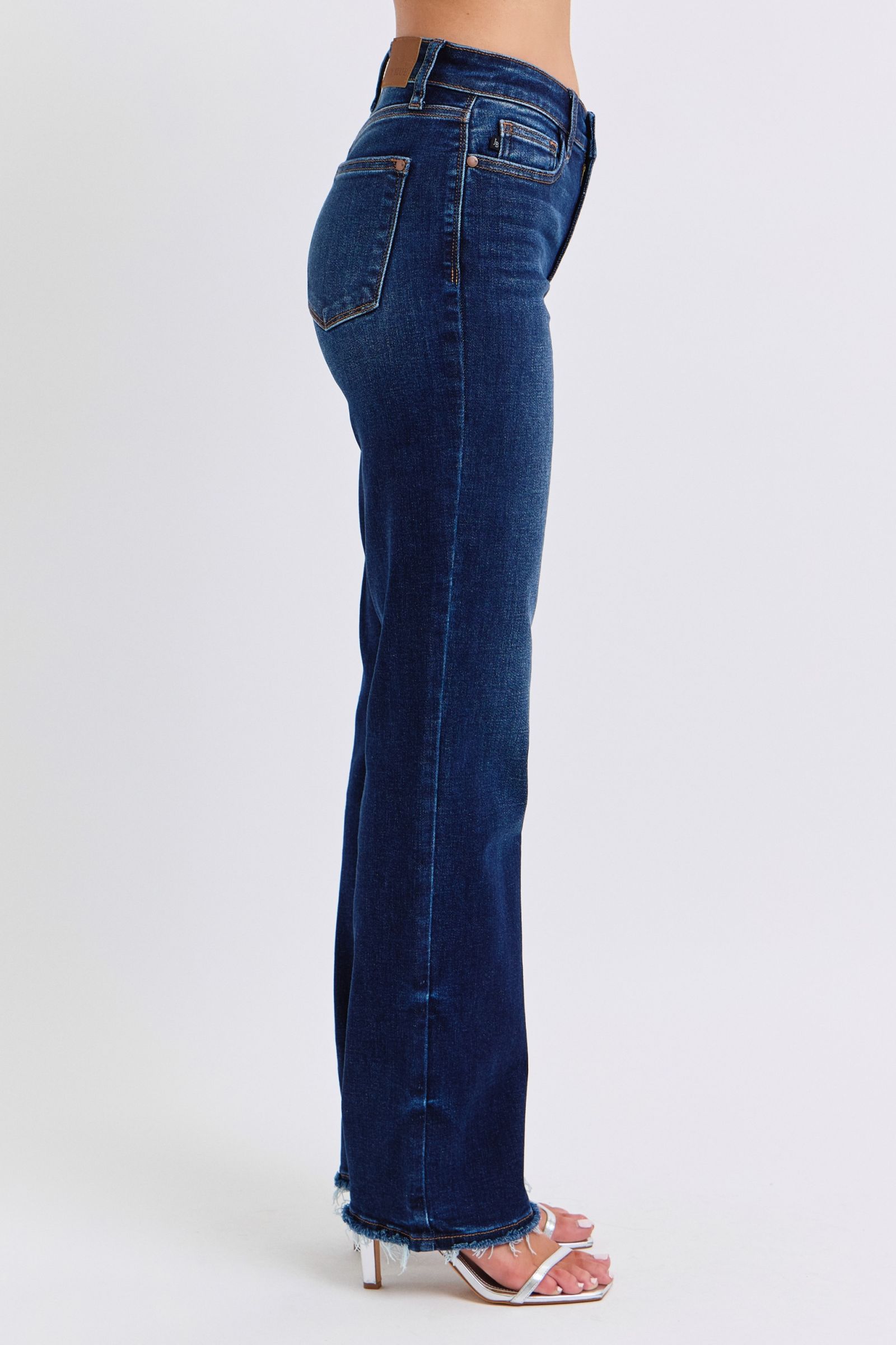 Judy Blue Full Size Raw Hem Straight Leg Jeans - Luxe4Everyday Dark / 0(24) Jeans