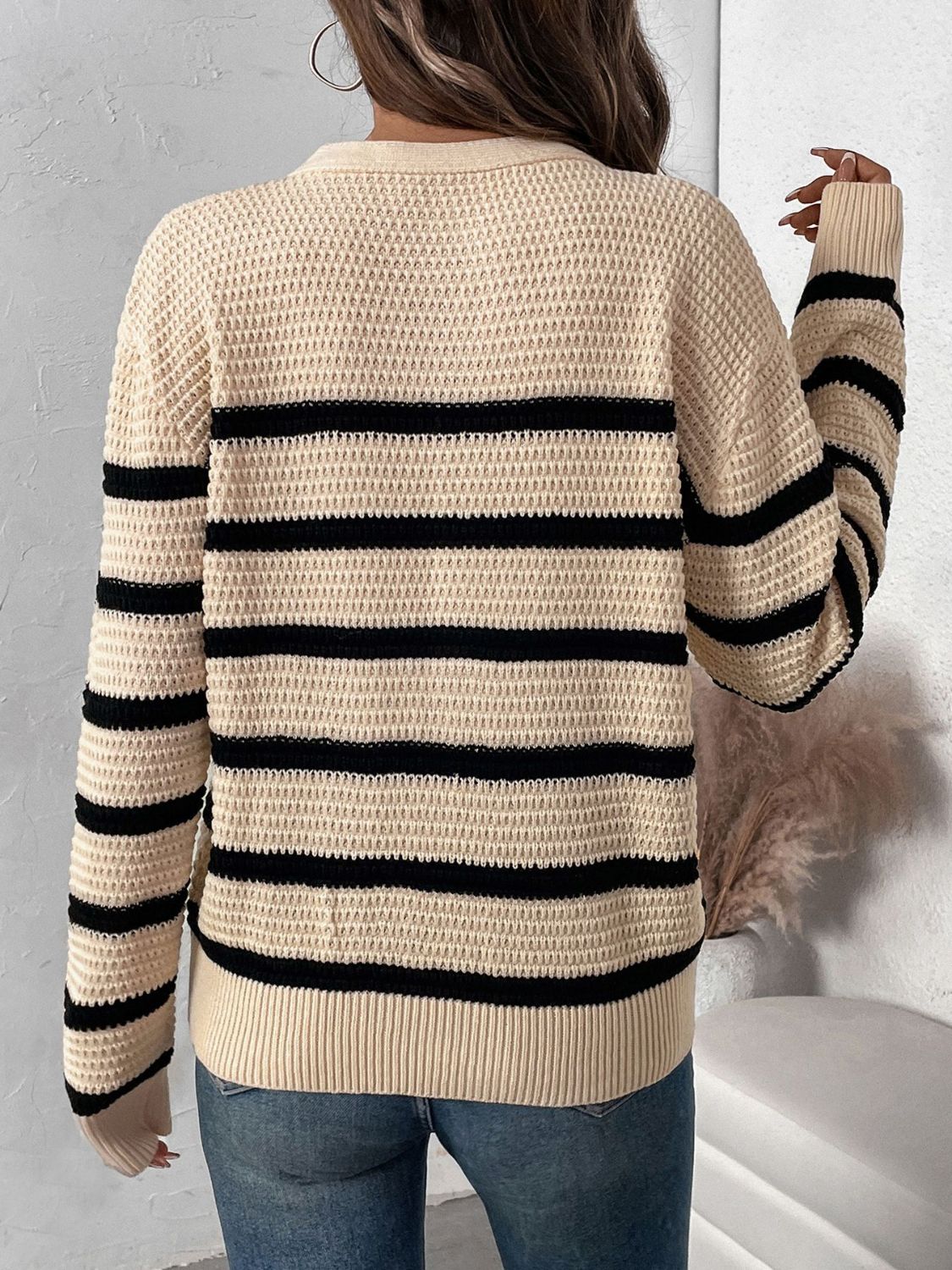 Perfee Striped Half Button Long Sleeve Sweater - Luxe4Everyday Sweater