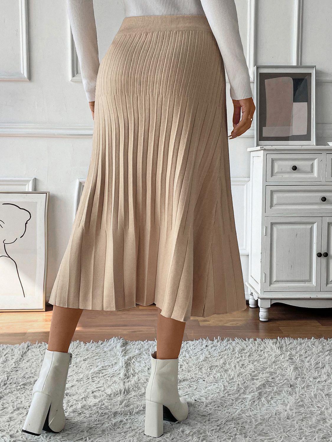 Perfee Pleated Midi Sweater Skirt - Luxe4Everyday Skirt