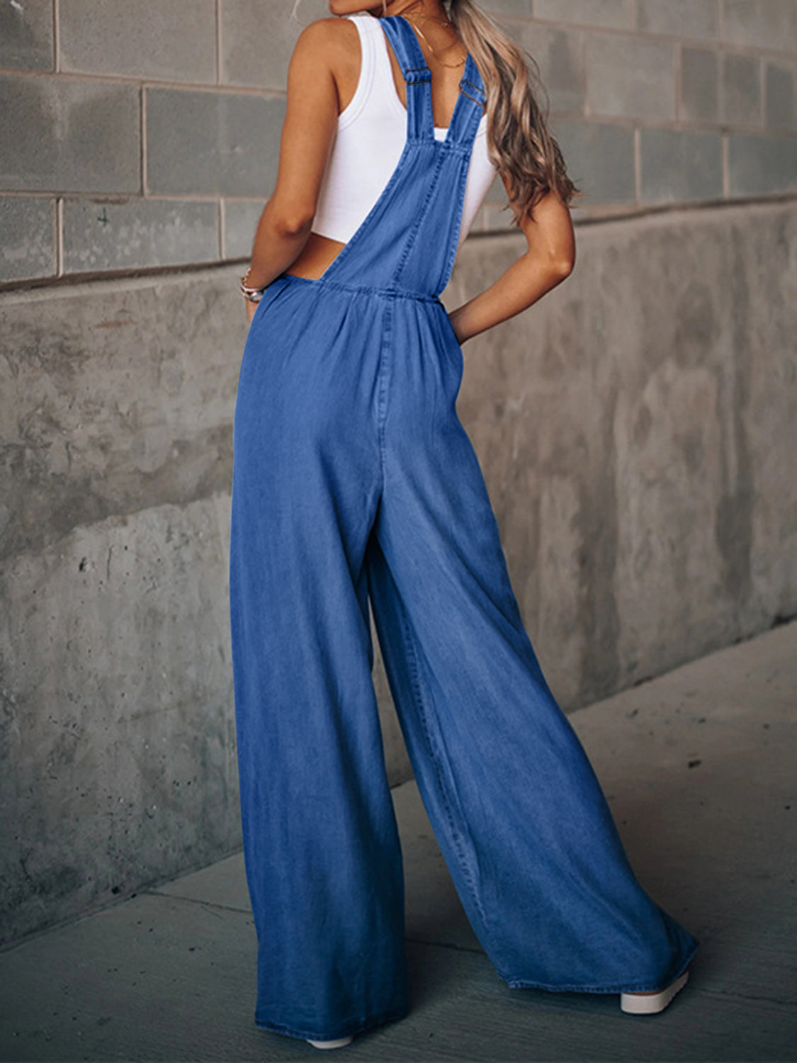 Distressed Wide Leg Denim Overalls - Luxe4Everyday Overalls