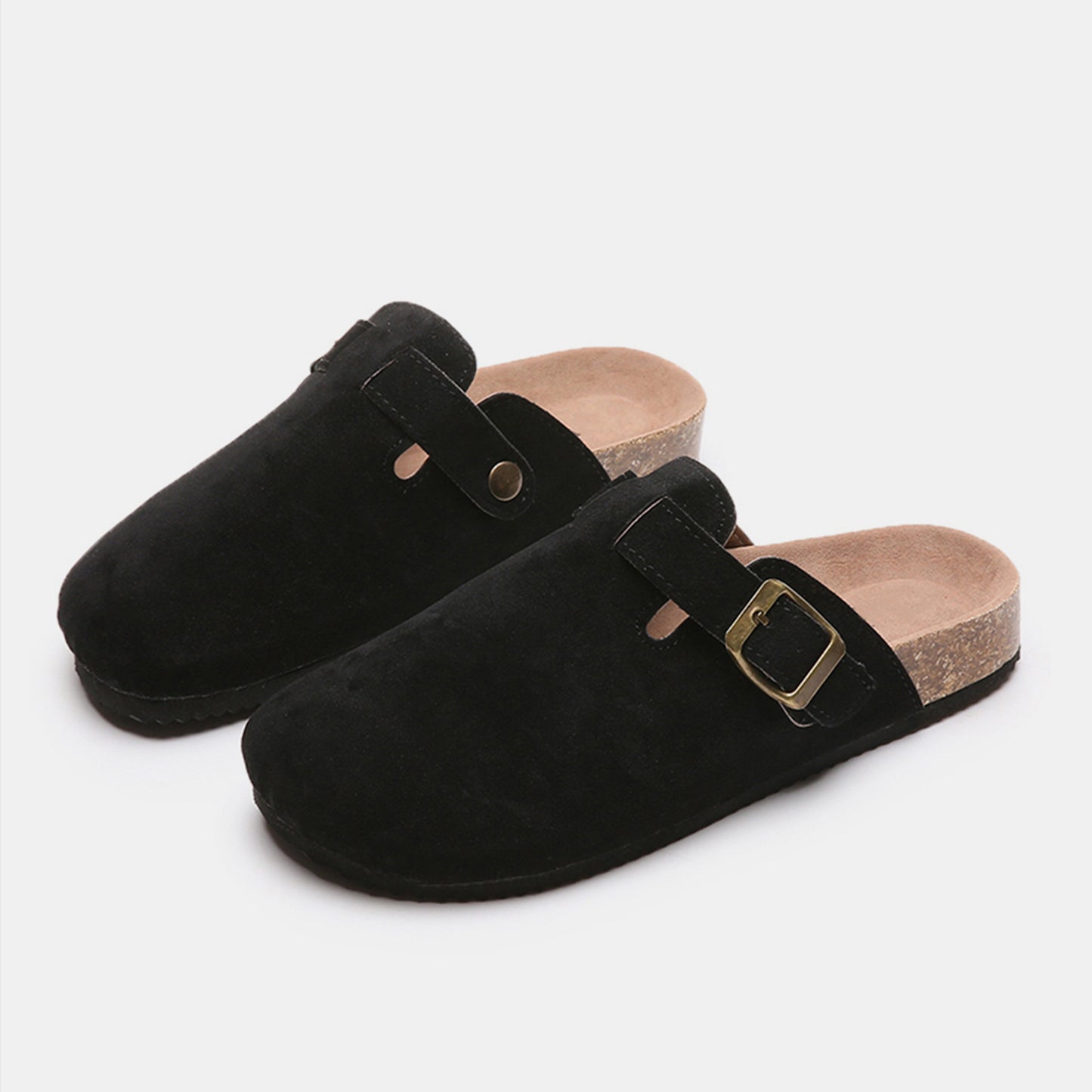 Suede Closed Toe Buckle Slide - Luxe4Everyday Black / 6 Shoes