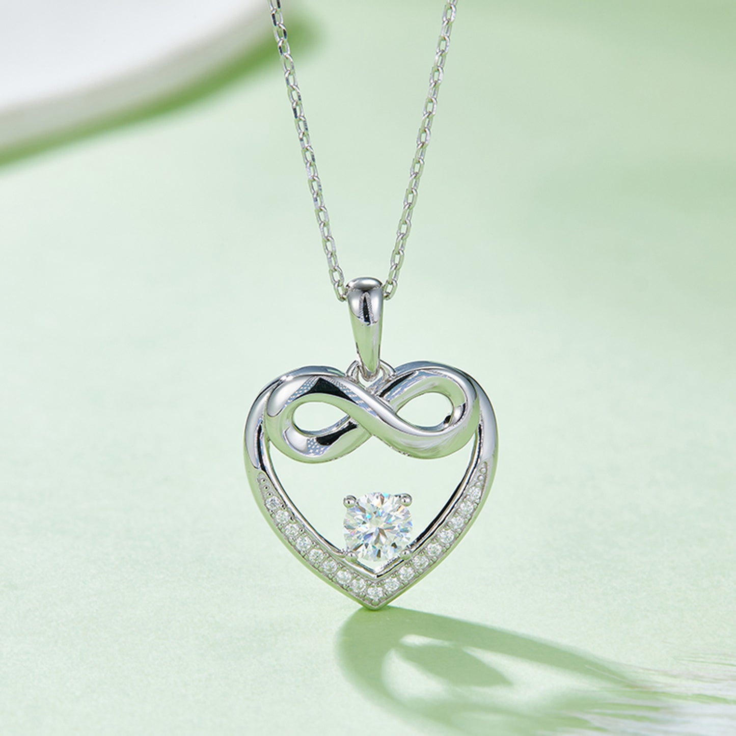 Moissanite 925 Sterling Silver Heart Necklace - Luxe4Everyday Silver / One Size Necklace