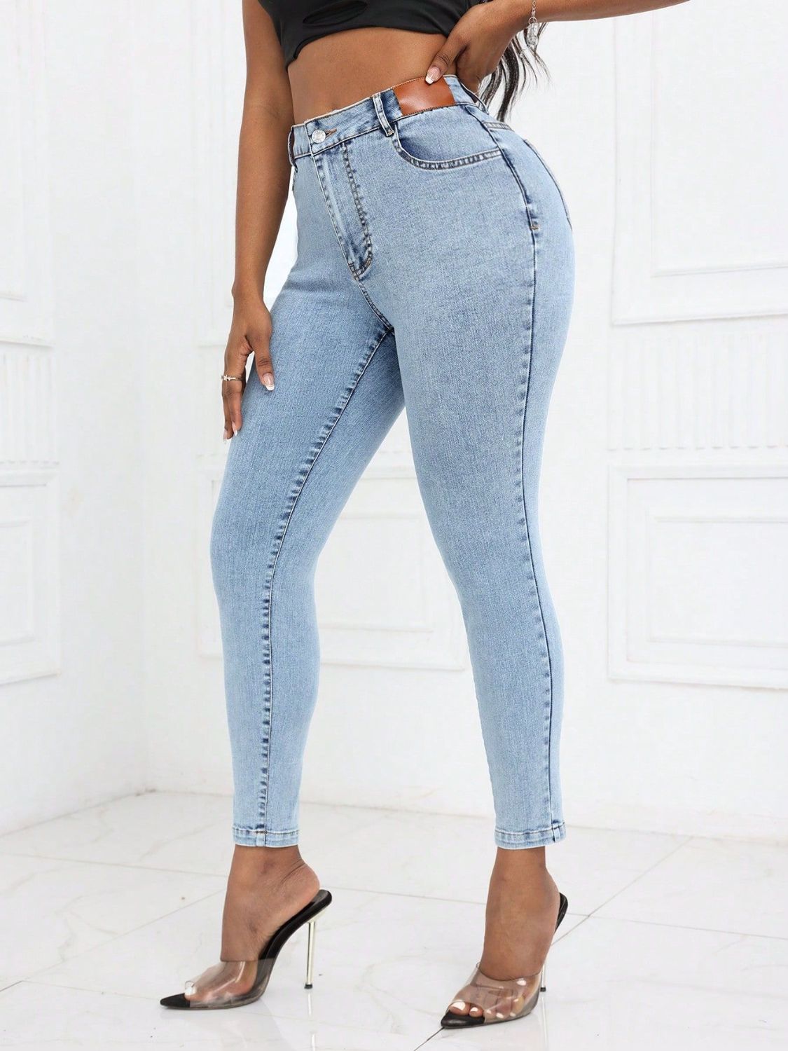 High Waist Skinny Jeans with Pockets - Luxe4Everyday Jeans