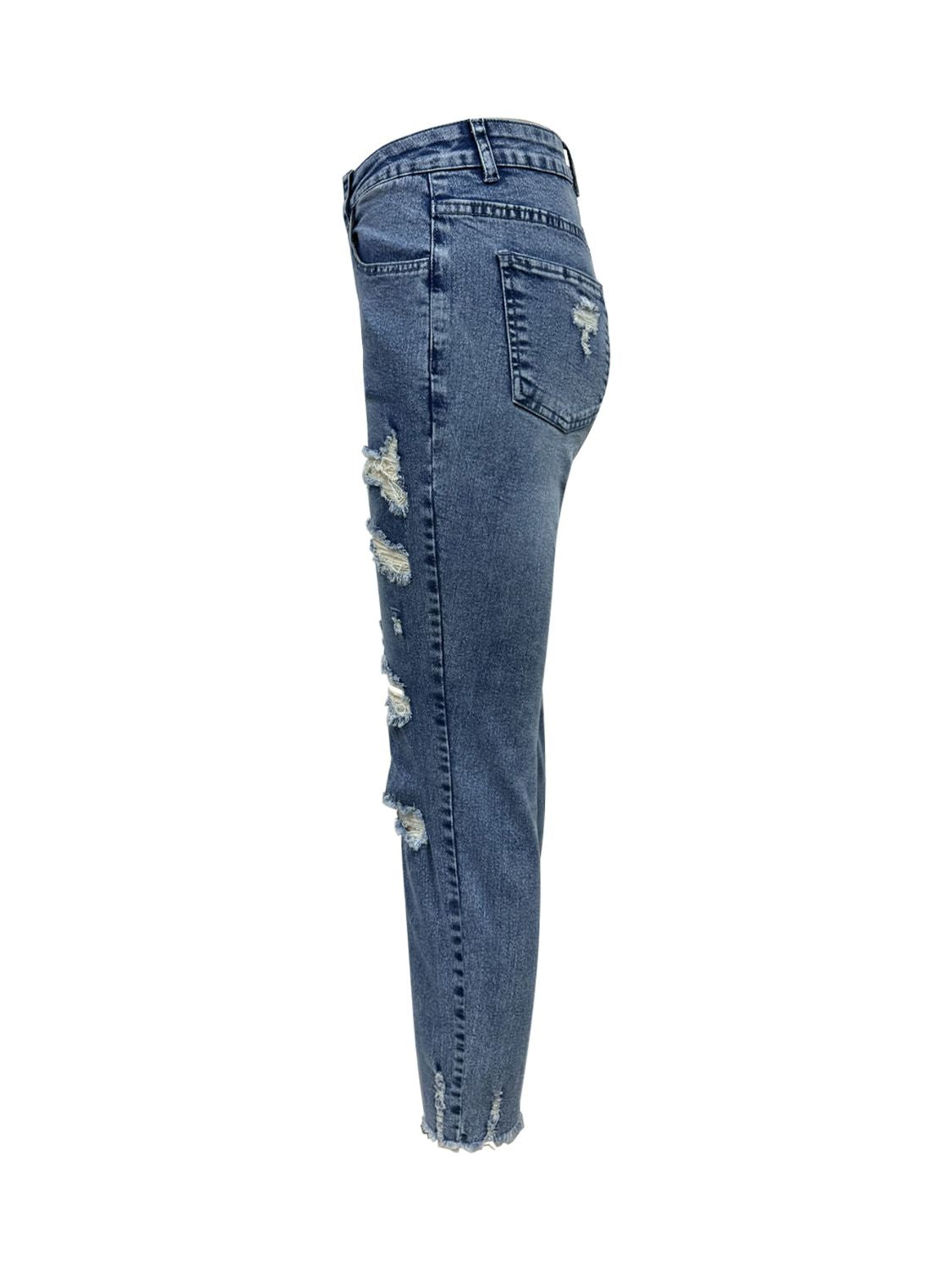 Distressed Raw Hem Jeans with Pockets - Luxe4Everyday Medium / XS Jeans