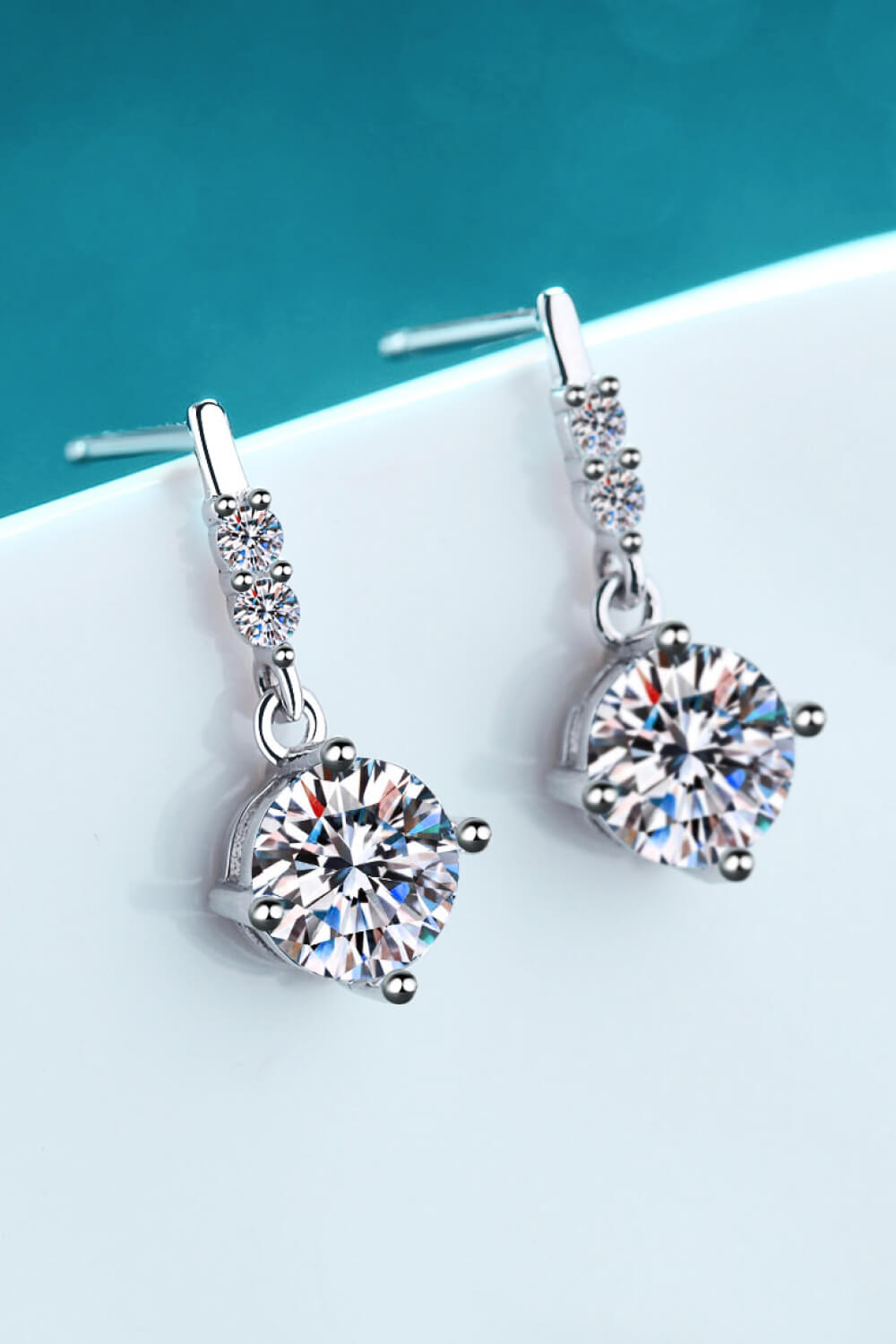 Moissanite Drop Earrings - Luxe4Everyday Silver / One Size Earrings