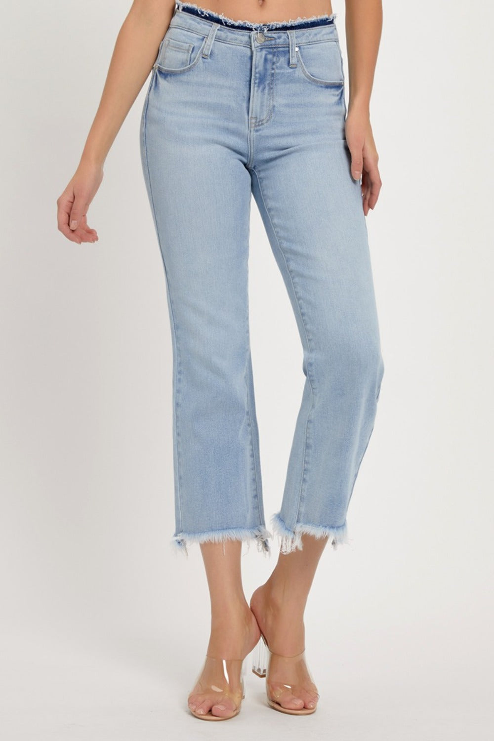 RISEN Full Size High Rise Raw Edge Crop Jeans - Luxe4Everyday Jeans