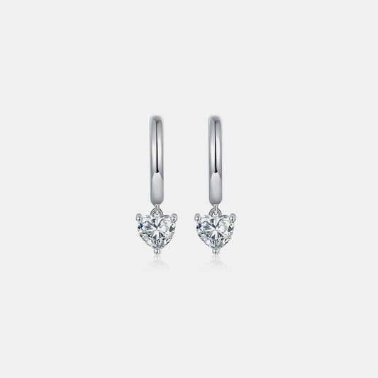 1 Carat Moissanite 925 Sterling Silver Heart Earrings - Luxe4Everyday Silver / One Size Earrings