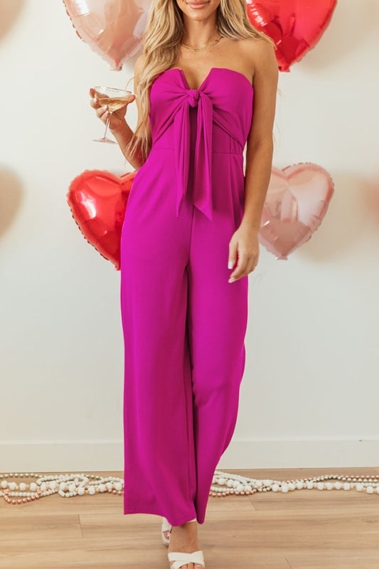 Tied Tube Wide Leg Jumpsuit - Luxe4Everyday Hot Pink / S Jumpsuit