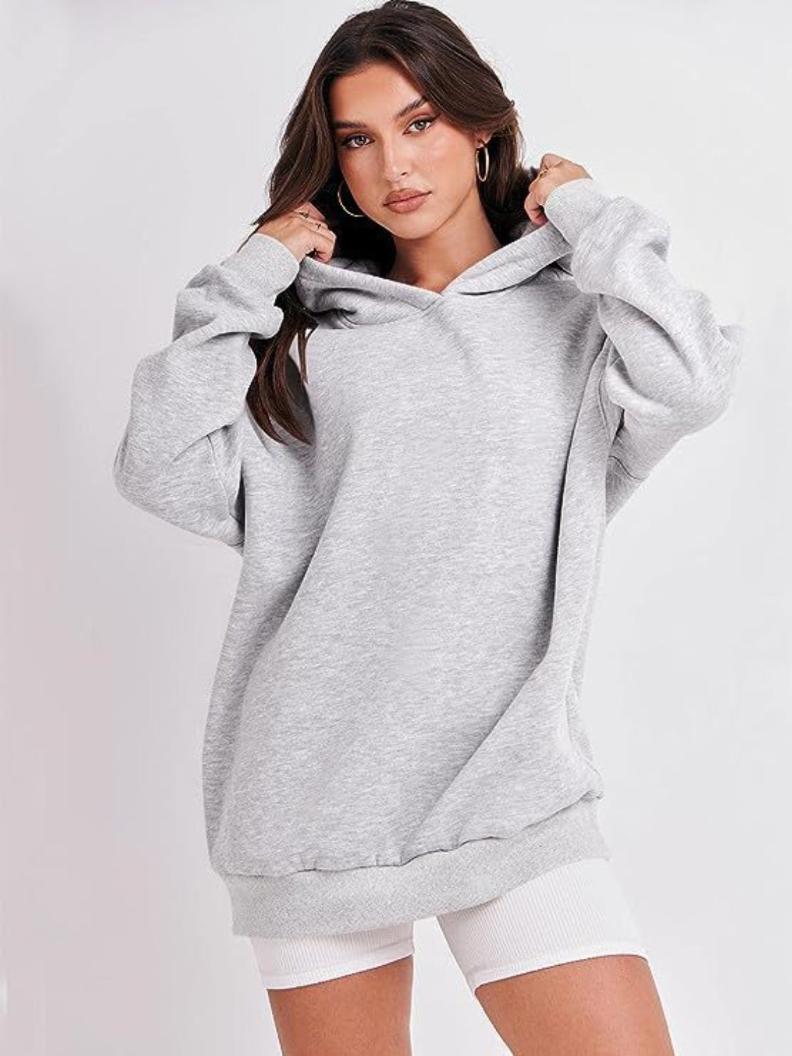 Dropped Shoulder Long Sleeve Hoodie - Luxe4Everyday Hoodie