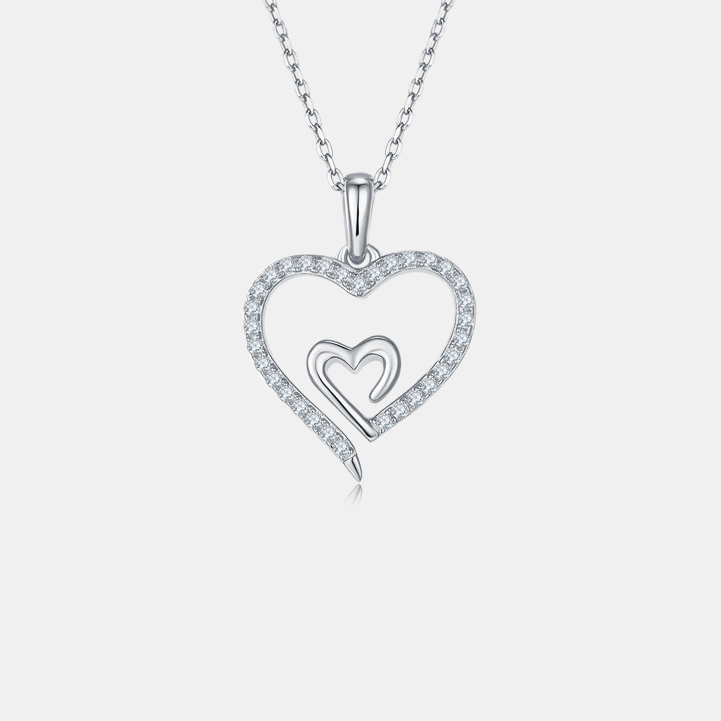 Moissanite 925 Sterling Silver Heart Pendant Necklace - Luxe4Everyday Necklace