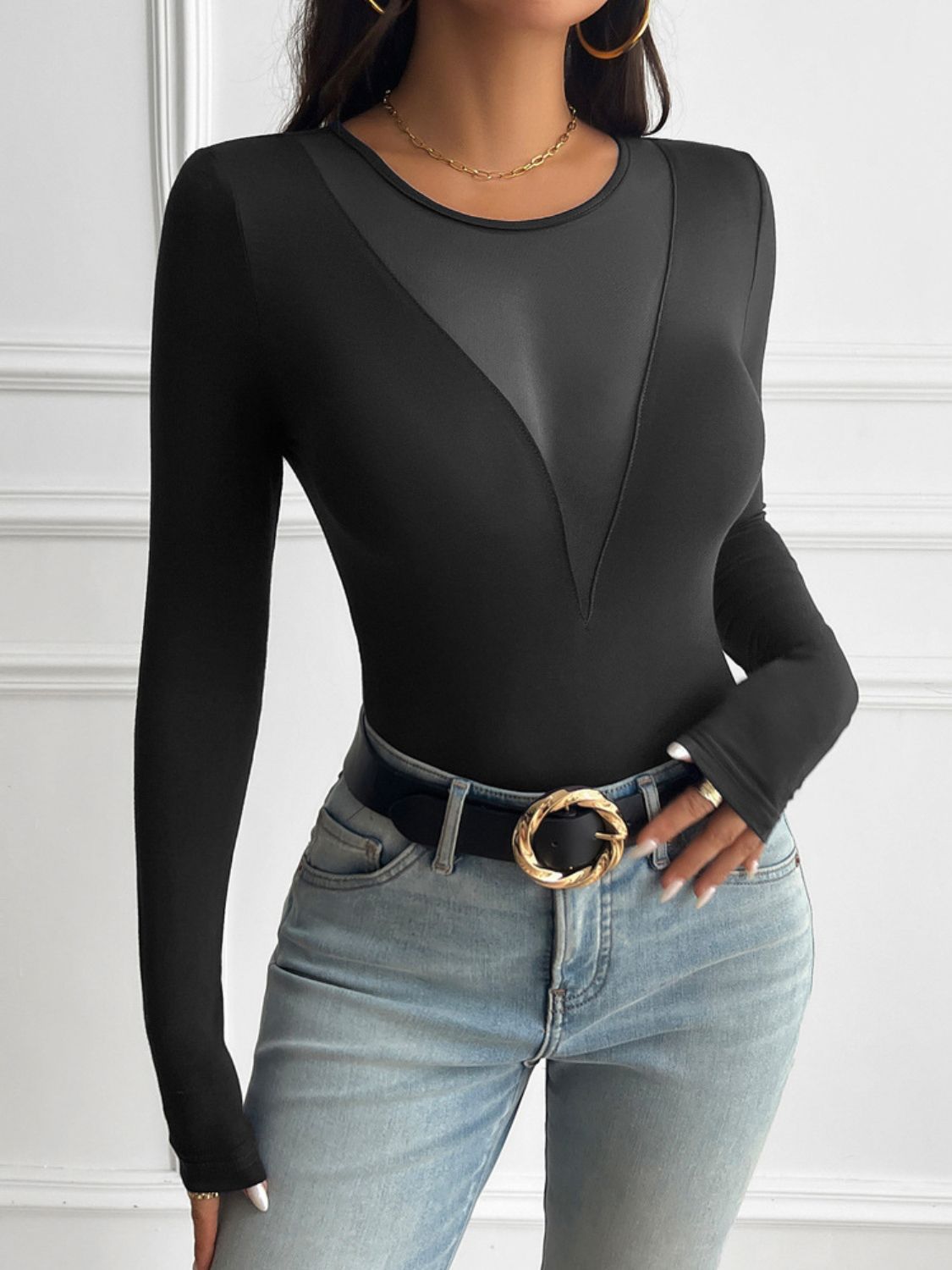 Devine Round Neck Long Sleeve T-Shirt - Luxe4Everyday Black / S shirt