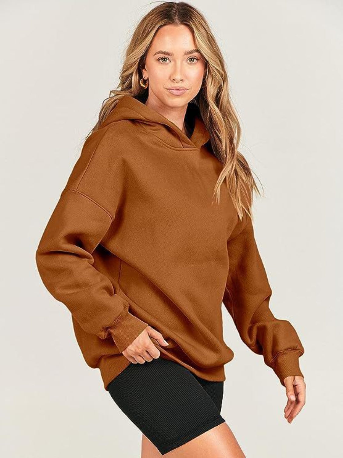 Dropped Shoulder Long Sleeve Hoodie - Luxe4Everyday Hoodie